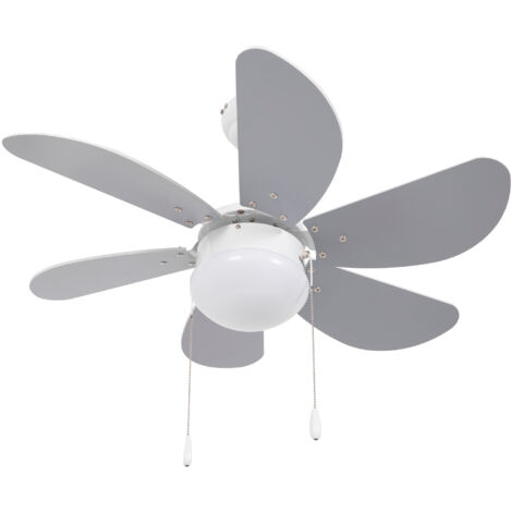 HOMCOM Ventilatore a Soffitto con Luce LED in MDF e Acrilico Grigio Bianco
