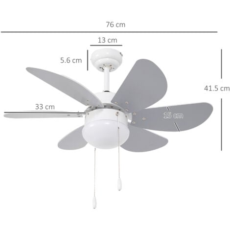 HOMCOM Ventilatore a Soffitto con Luce LED in MDF e Acrilico Grigio Bianco