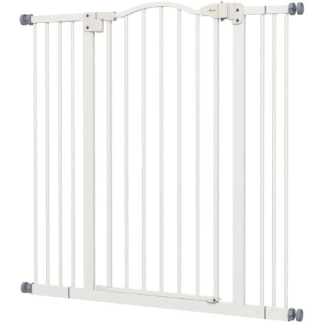 PawHut Cancelletto per Cani Estensibile e Regolabile 74-100 cm Alto 94 cm Bianco