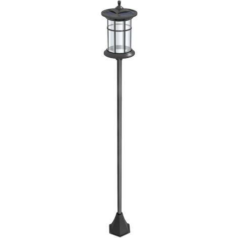 Outsunny Lampione da Giardino Solare Alto 184cm con Luce LED e Grado IP44 Nero