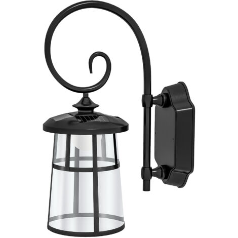 Outsunny Luce da Giardino con Pannello Solare Accensione Automatica IP44 Nero