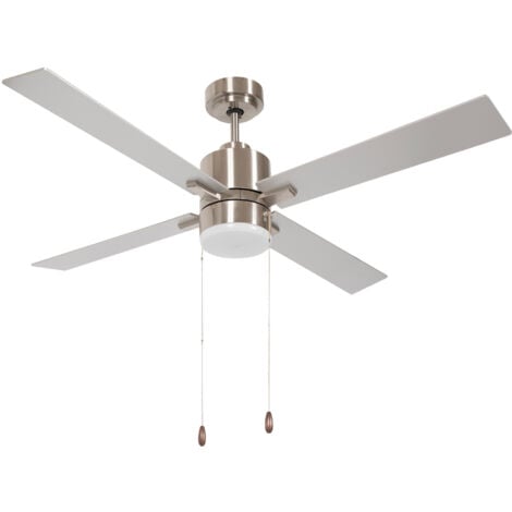 HOMCOM Ventilatore da Soffitto 3 Velocità Luce LED e Motore Reversibile Argento