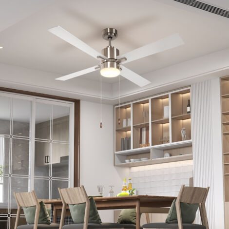 HOMCOM Ventilatore da Soffitto 3 Velocità Luce LED e Motore Reversibile Argento