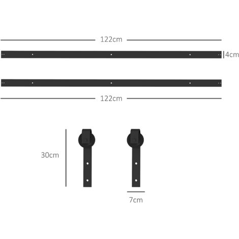 HOMCOM Kit Porte Scorrevoli 90kg max in Acciaio al Carbonio Nero con Accessori