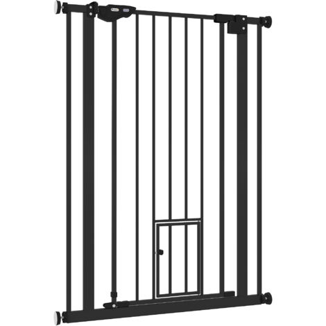 PawHut Cancelletto per Cani Alto con Porta Piccola Chiusura Automatica 80x104cm