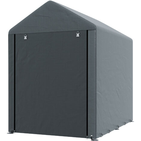 Outsunny Capanno Porta Attrezzi con Ingresso a Zip in Metallo e PE Grigio