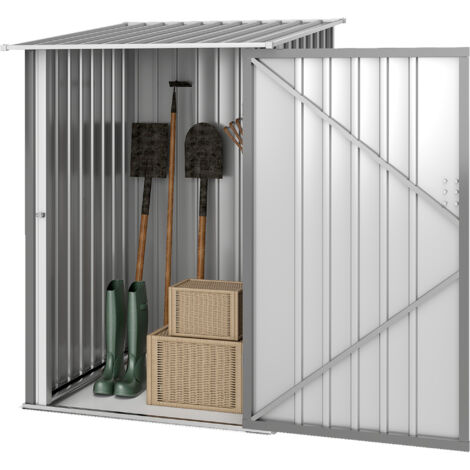 Outsunny Casetta Porta Attrezzi e Porta 100x103x160 cm Acciaio Grigio