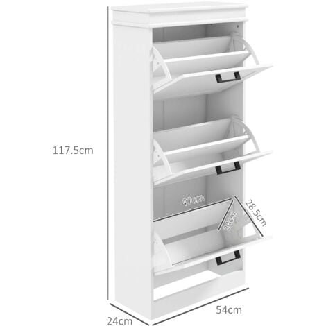 HOMCOM Scarpiera Moderna Compatta con 3 Cassetti per 15 Paia di Scarpe Bianco