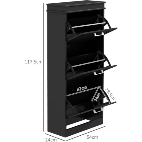HOMCOM Scarpiera Moderna Compatta con 3 Cassetti per 15 Paia di Scarpe Nero
