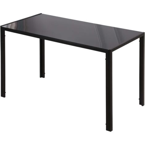 HOMCOM Tavolo da Cucina per 4 Persone con Piano in Vetro Temperato Nero
