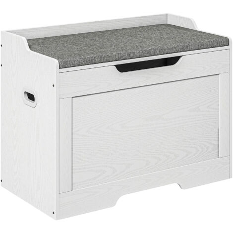 HOMCOM Cassapanca in Legno da 103L con Cuscino in Tessuto 75x40x56cm Bianco
