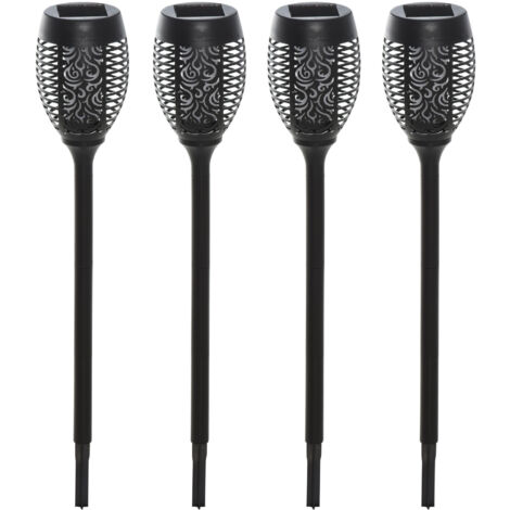 Outsunny Set 4 Luci da Giardino LED a Energia Solare Ø12x72 cm Nero