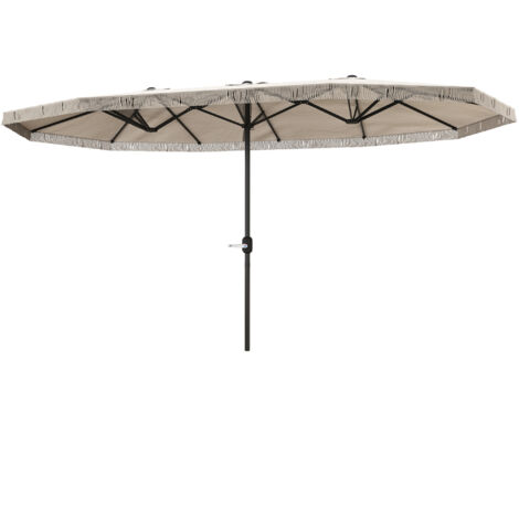 OUTSUNNY - Ombrellone 3x3 M A Braccio Con 8 Stecche, Pedale E Manovella In Alluminio E Poliestere Color Khaki 84d 112v01kk