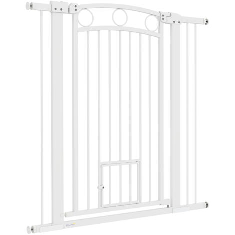 PawHut Cancelletto per Cani Regolabile 76-104x106cm con 2 Estensioni Bianco
