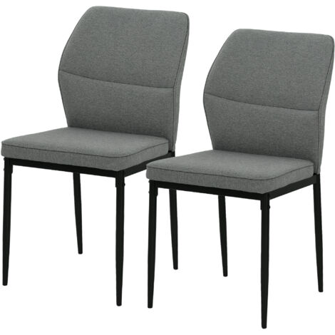 HOMCOM Set 2 Sedie da Pranzo Imbottite Schienale Ergonomico in Velluto Grigio (1/5)