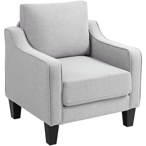 HOMCOM Poltroncina in Tessuto Imbottita con Molle Insacchettate Grigio Chiaro