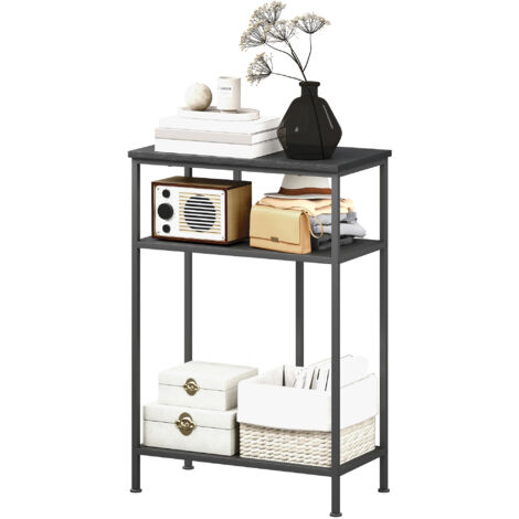 HOMCOM Mobile Consolle da Ingresso a 3 Ripiani in Metallo e Legno Nero
