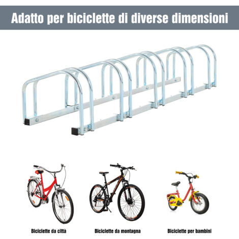 Wiltec Rastrelliera per 5 Biciclette Portabici a 5 posti Metallo zincato 1305x320x265mm