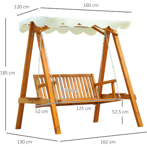 Outsunny Dondolo Da Giardino 2 Posti Con Tettuccio Regolabile - Beige