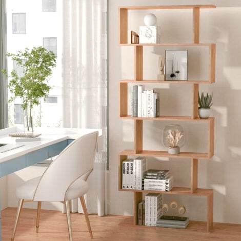 HOMCOM Libreria Design Moderno in Legno con 6 Ripiani per Casa e Ufficio