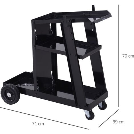 DURHAND Carrello Porta Utensili a 3 Ripiani per Garage Officina in Acciaio Nero