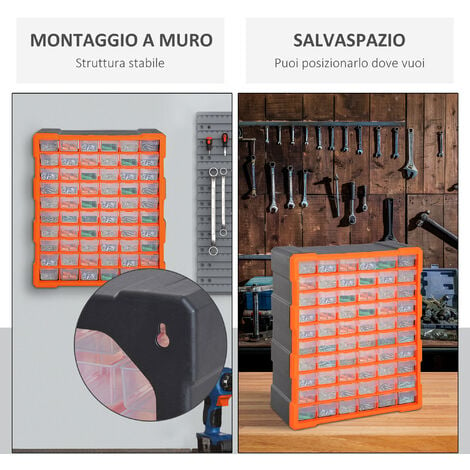 DURHAND Cassettiera Box Officina Muro in Plastica Porta Minuteria 60  cassetti