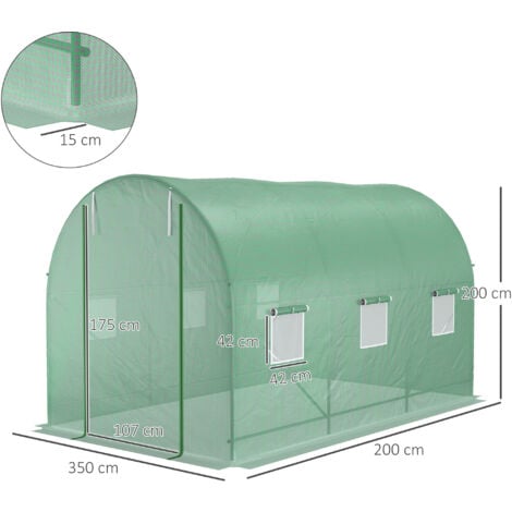 Outsunny Serra da Giardino 3.5 x 2 x 2m con Tetto Arrotondato