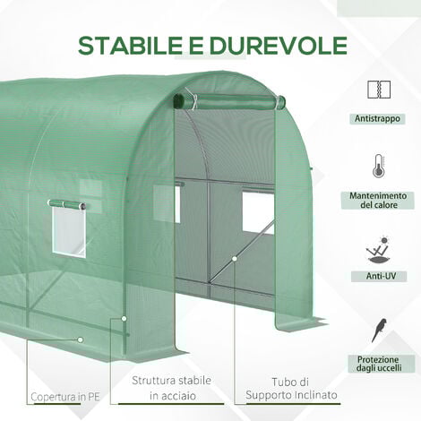 Outsunny Serra da Giardino 3.5 x 2 x 2m con Tetto Arrotondato