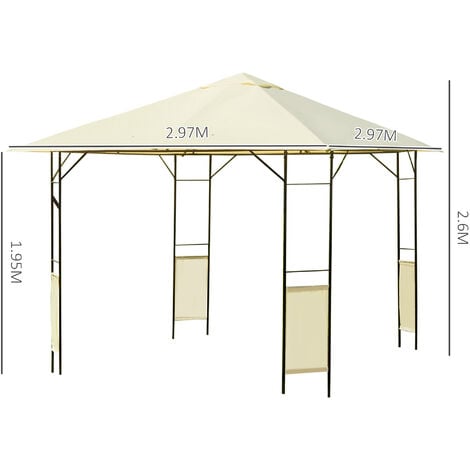 Outsunny Gazebo da Esterno in Acciaio Nero e Crema con 4 Viti