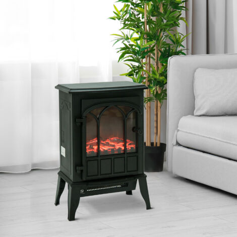 HOMCOM Caminetto Elettrico Con Timer E 12h Spegnimento Automatico E Timer Da 12h 61x28x66 5 Cm Bianco~1j07408o99800