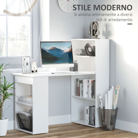 HOMCOM Scrivania Computer con Libreria Salvaspazio Tavolo da Pranzo Porta PC
