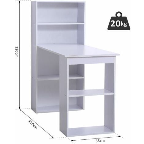 HOMCOM Scrivania Computer con Libreria Salvaspazio Tavolo da Pranzo Porta PC