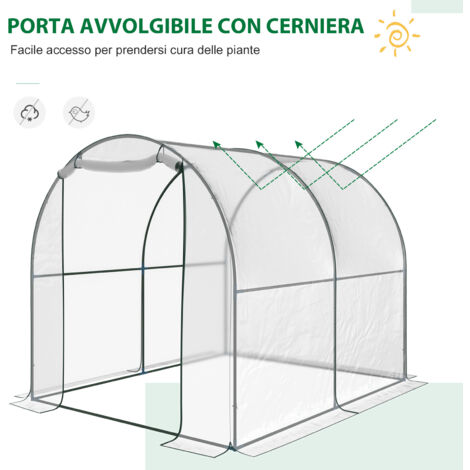 Outsunny Serra da Giardino a Tunnel per Fiori e Piante con Copertura in PVC