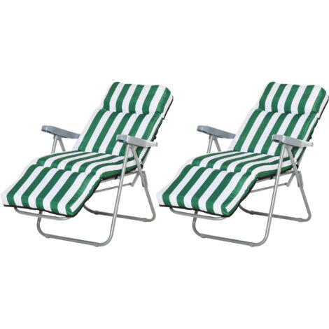 Outsunny Set 2 Sedie Sdraio da Giardino Pieghevoli Imbottite