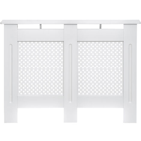 HOMCOM Copritermosifone a Griglia in MDF 111.5x82x19 cm Bianco