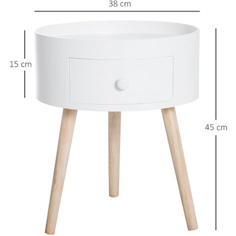 HOMCOM Tavolino da Caffè Tavolino da Salotto Moderno in Legno Bianco