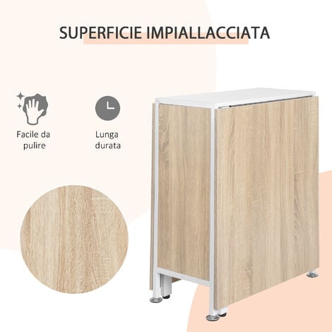 HOMCOM Tavolo Pieghevole Multiuso con 4 Scompartimenti in Legno 169x60x75cm