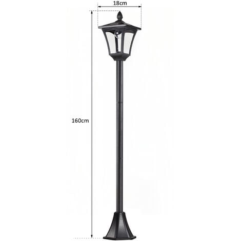 Outsunny Lampione da Giardino LED Energia Solare Lampada da Esterno