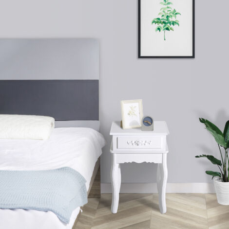 Comodino HOMCOM Moderno Con Cassetto E Armadietto – Scaffale Regolabile 3 Livelli, Senza Maniglie, Grigio Scuro E Legno