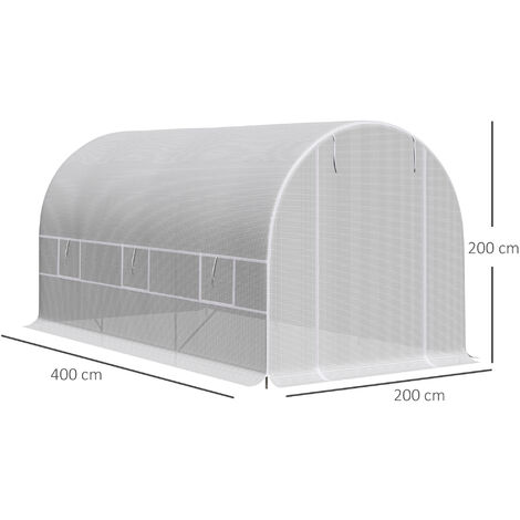 Outsunny Serra per Orto a Tunnel 4x2x2m con Struttura in Metallo e Telo in PE