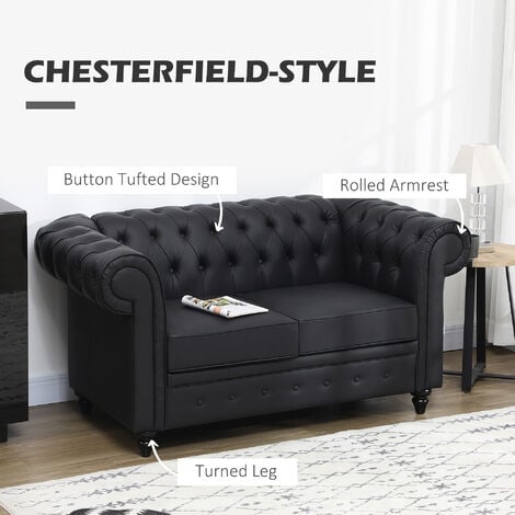 HOMCOM Moderno Divano Due Posti Stile Chesterfield in PU 160x84x80 cm