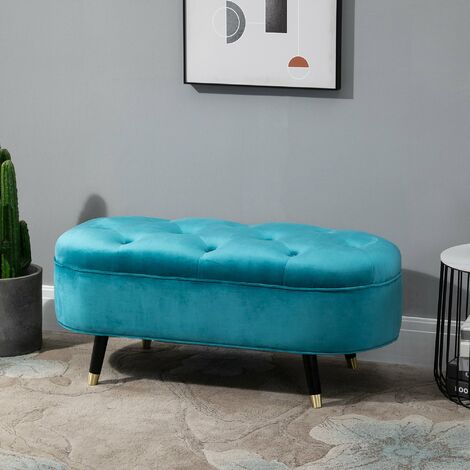 colore azzurro Poltrona e pouf poggiapiedi di design set soggiorno relax con gambe in legno 