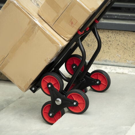 DURHAND Carrello Portapacchi150 kg max con Maniglia Estraibile Rosso e Nero