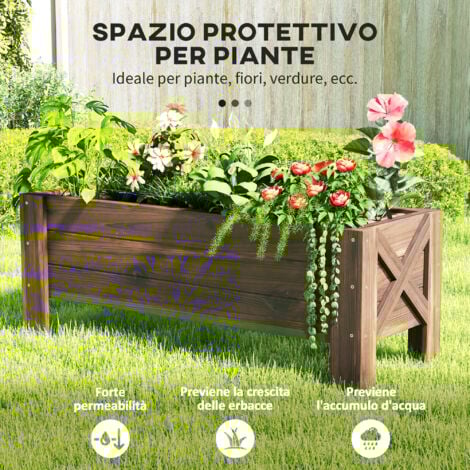Outsunny Fioriera da Esterno Portapiante Vaso per Orto Rialzato Legno
