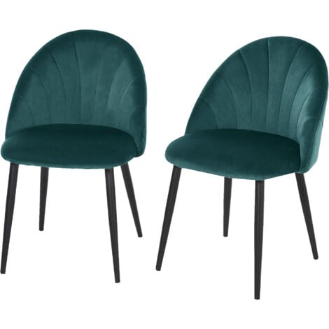 HOMCOM Set 2 Sedie per Sala da Pranzo Imbottite Design Nordico Velluto Verde