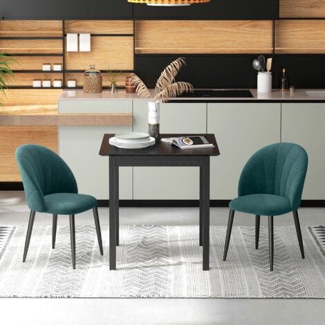 HOMCOM Set 2 Sedie per Sala da Pranzo Imbottite Design Nordico Velluto Verde