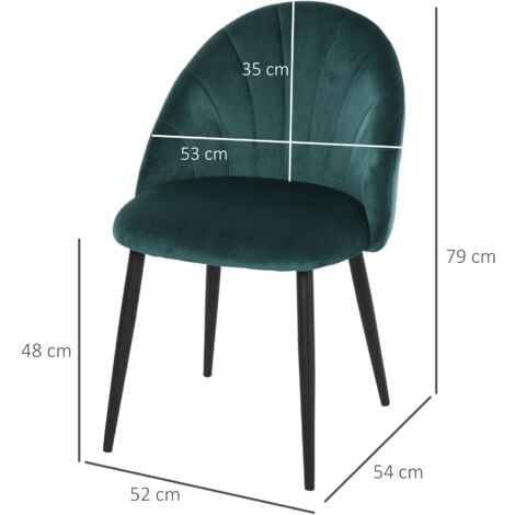 HOMCOM Set 2 Sedie per Sala da Pranzo Imbottite Design Nordico Velluto Verde