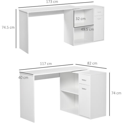 HOMCOM Scrivania Angolare da Computer con Scaffale Tavolo da Pranzo in Legno