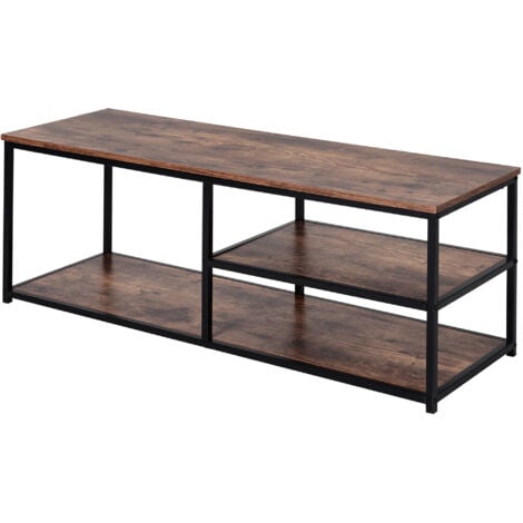 HOMCOM Mobile TV Moderno 3 Ripiani Stile Industriale Legno e Metallo Marrone