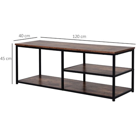 HOMCOM Mobile TV Moderno 3 Ripiani Stile Industriale Legno e Metallo Marrone